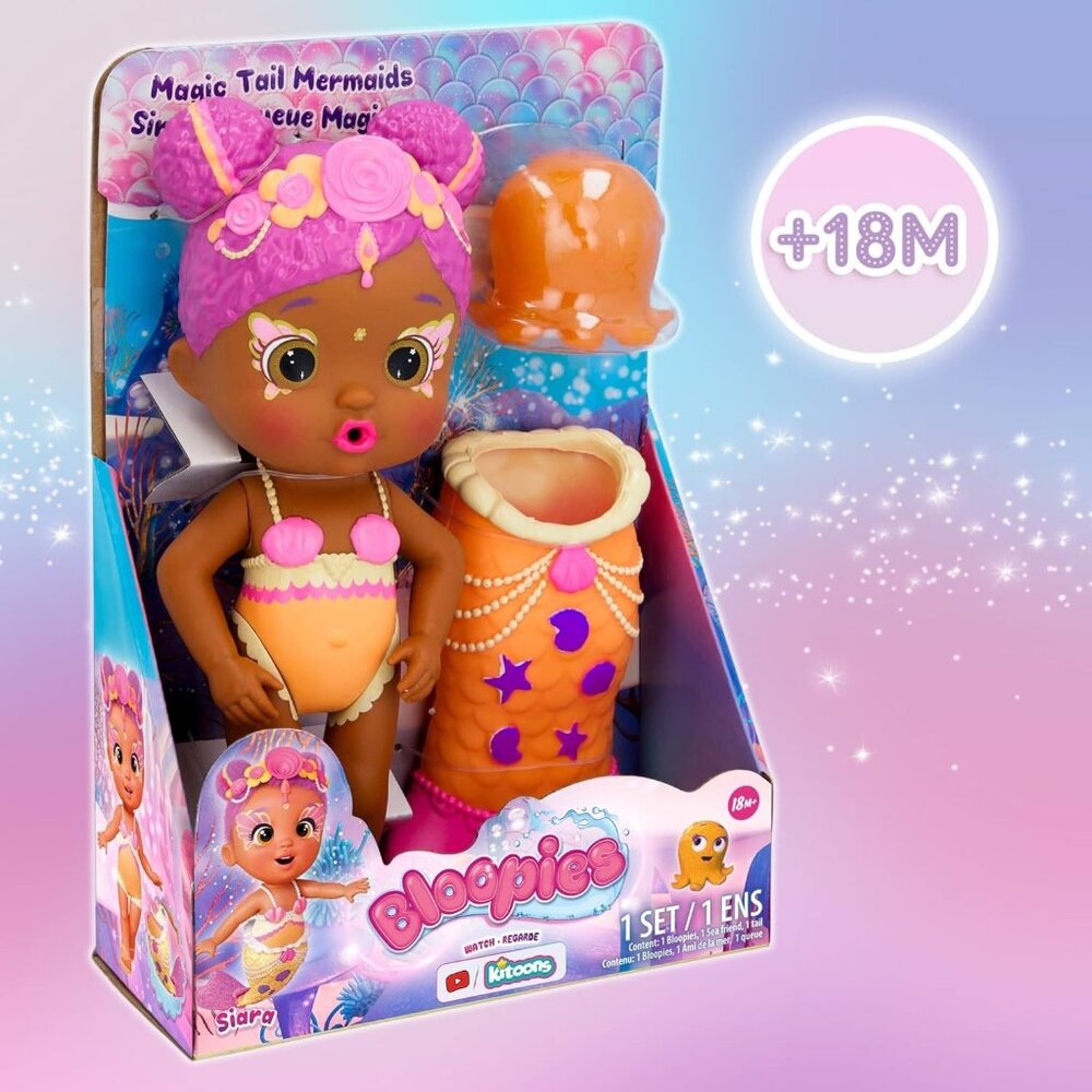 IMC Toys Bloopies Mermaid Magic Tail Siara Water Toy with Orange and Purple Tail